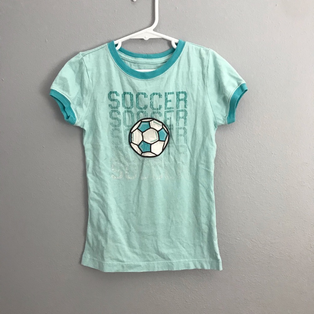 Limited too size:7 girls blue soccer shirt